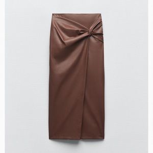 XS Zara faux leather knotted skirt NWT